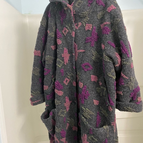 Transparente Black Label Oversized Boho Fully Lined  Hooded Wool Coat - Picture 4 of 8